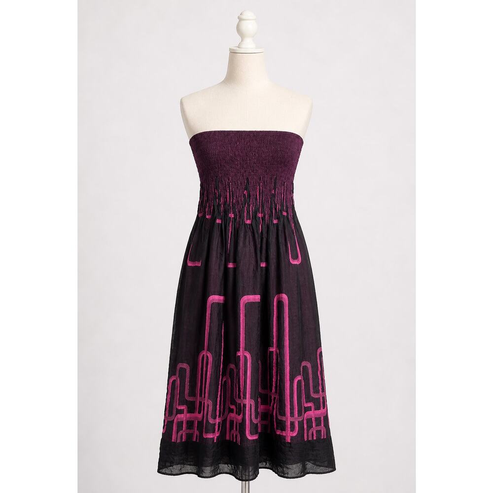 Lapis | Tube Dress Geometric Pink Pattern Strapless Elastic